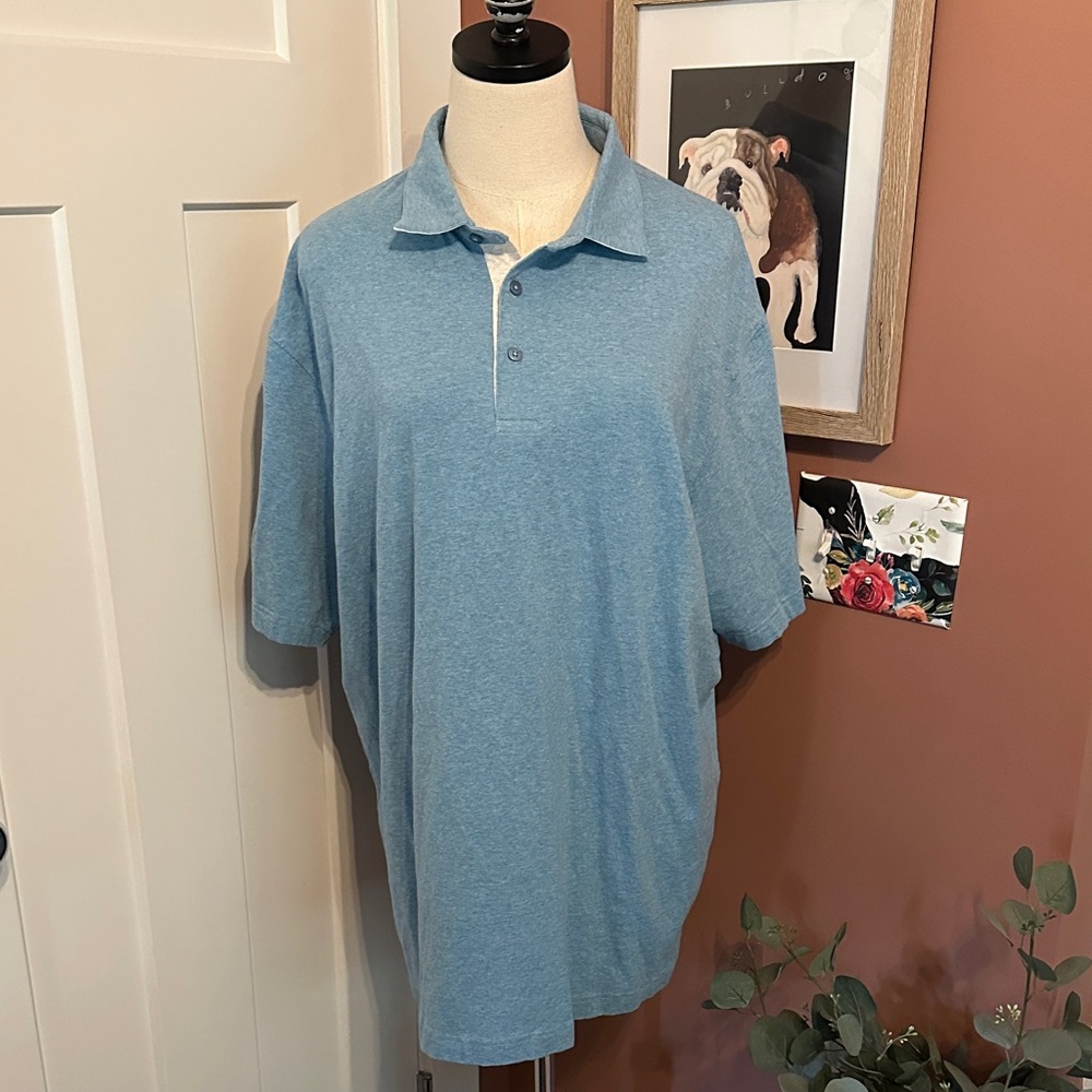 Sharp Lad Men's heather aqua Blue short sleeve 3-button XXL cotton Polo Shirt
